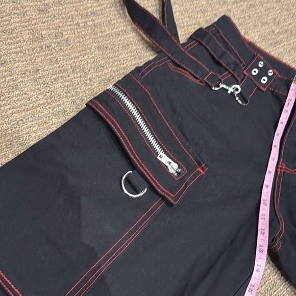 90s Rave Style Current Mood Black Red Baggy Wide leg cargo pants New punk sz S - Picture 10 of 15